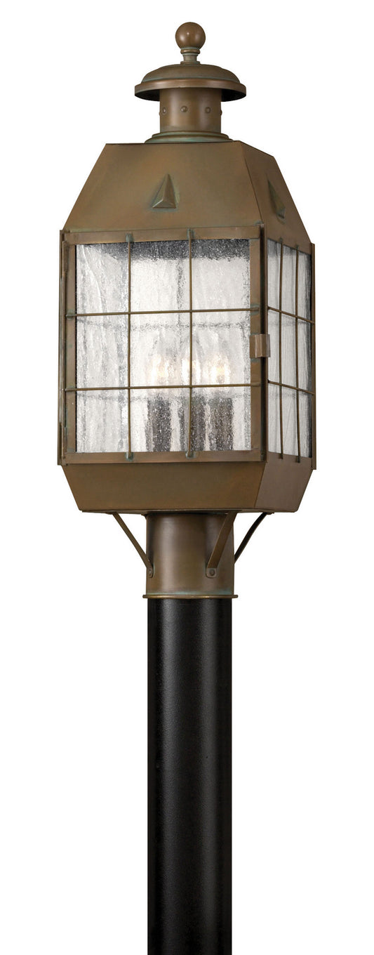 Nantucket LED Post Top or Pier Mount Lantern in Aged Brass