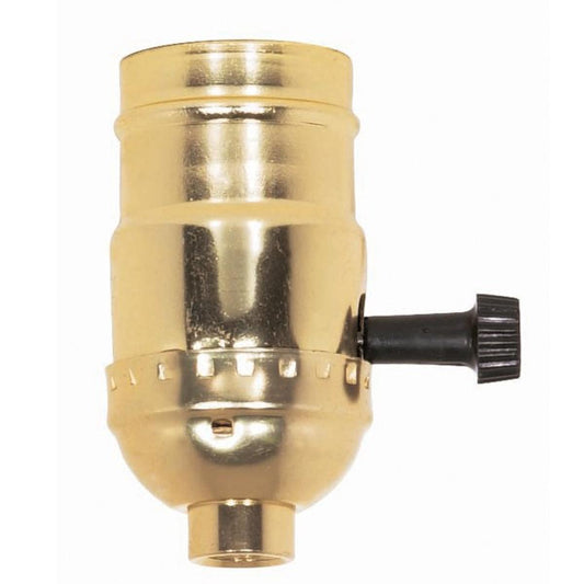 (4-Pack) On-Off Turn Knob Socket With Removable Knob in Brite Gilt
