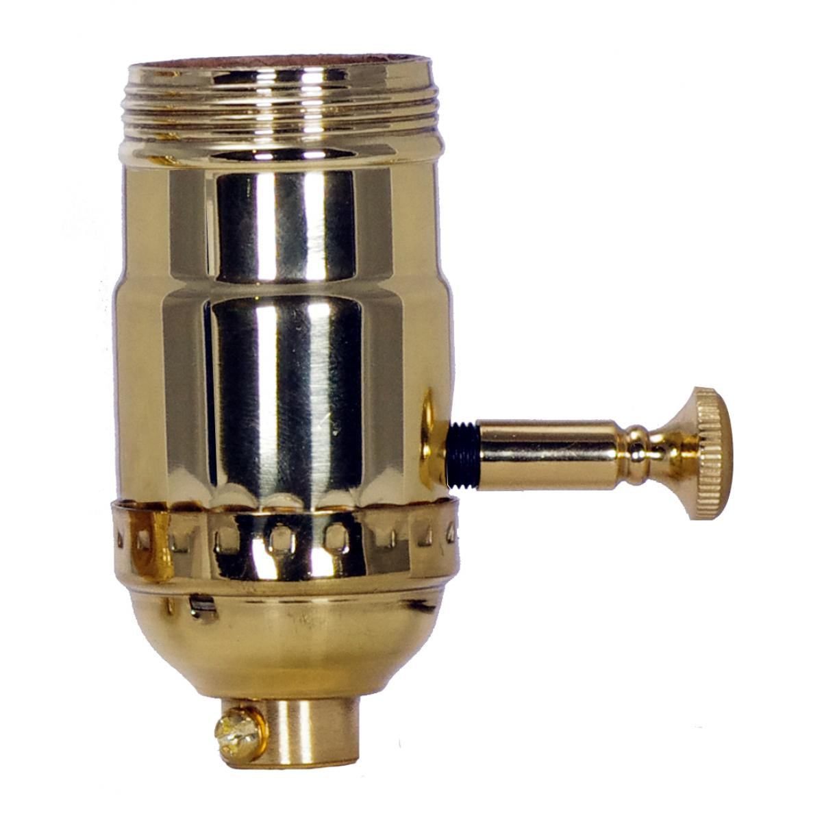 On-Off Turn Knob Socket With Removable Knob in Polished Brass