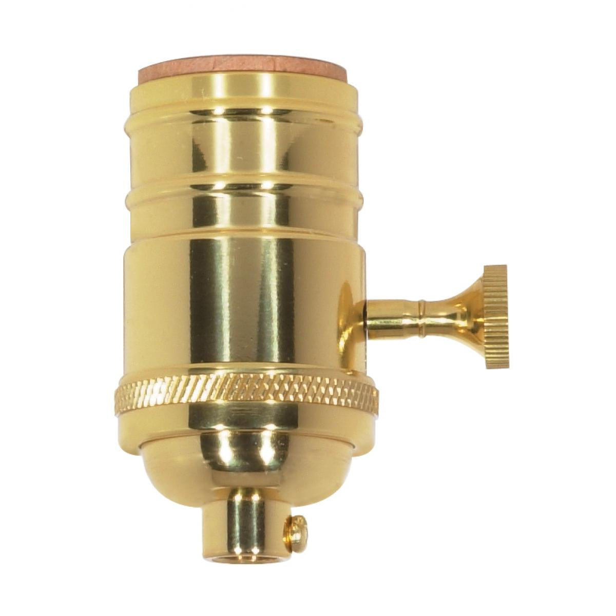 3 Way (2 Circuit) Turn Knob Socket in Polished Brass