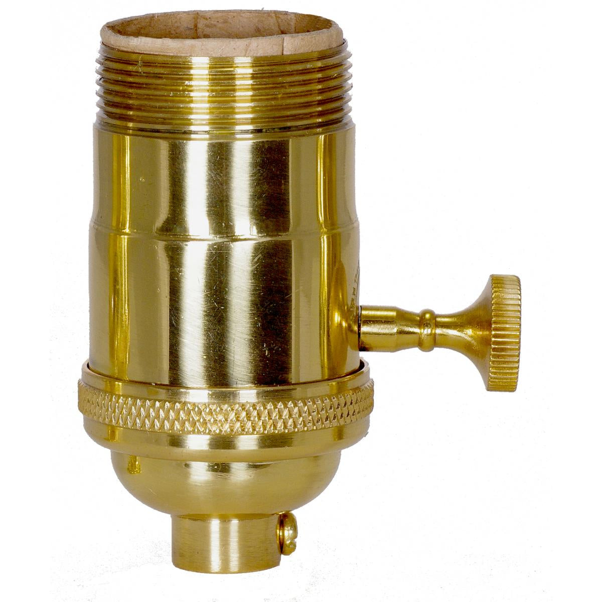On-Off Turn Knob Socket in Polished Brass