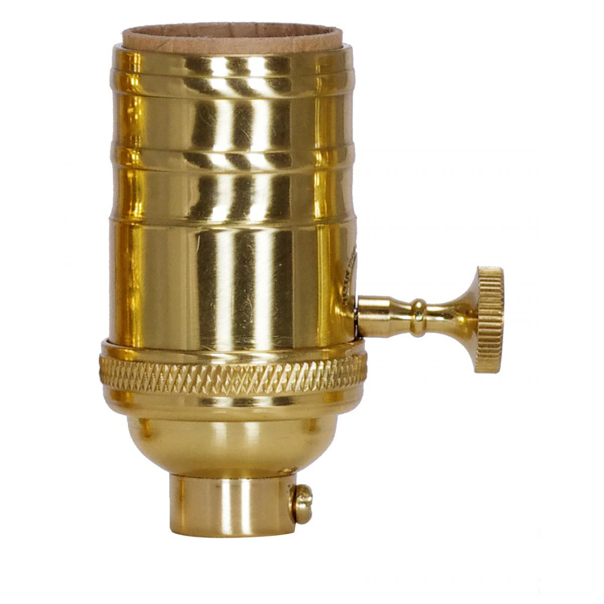 On-Off Turn Knob Socket in Polished Brass
