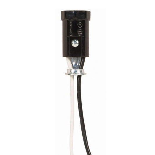 (4-Pack) Phenolic Candelabra Sockets With Leads in Black