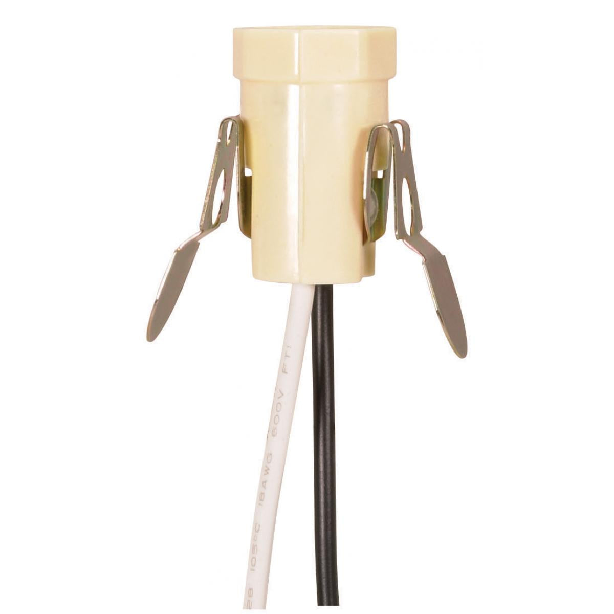 (4-Pack) Phenolic Candelabra Base Socket With Spring Clip in Ivory