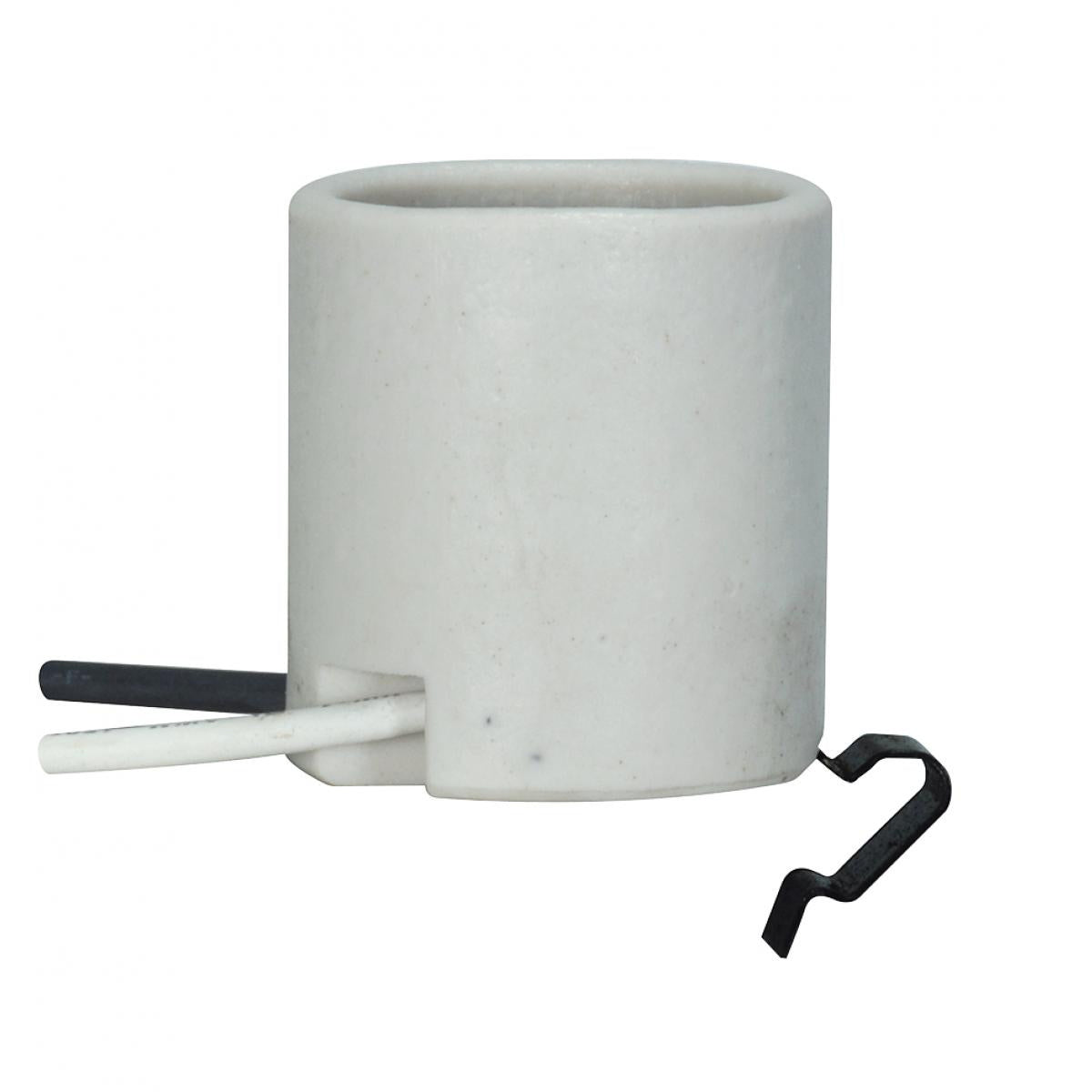 (4-Pack) Keyless Porcelain Socket W/Snap-In Clip in White