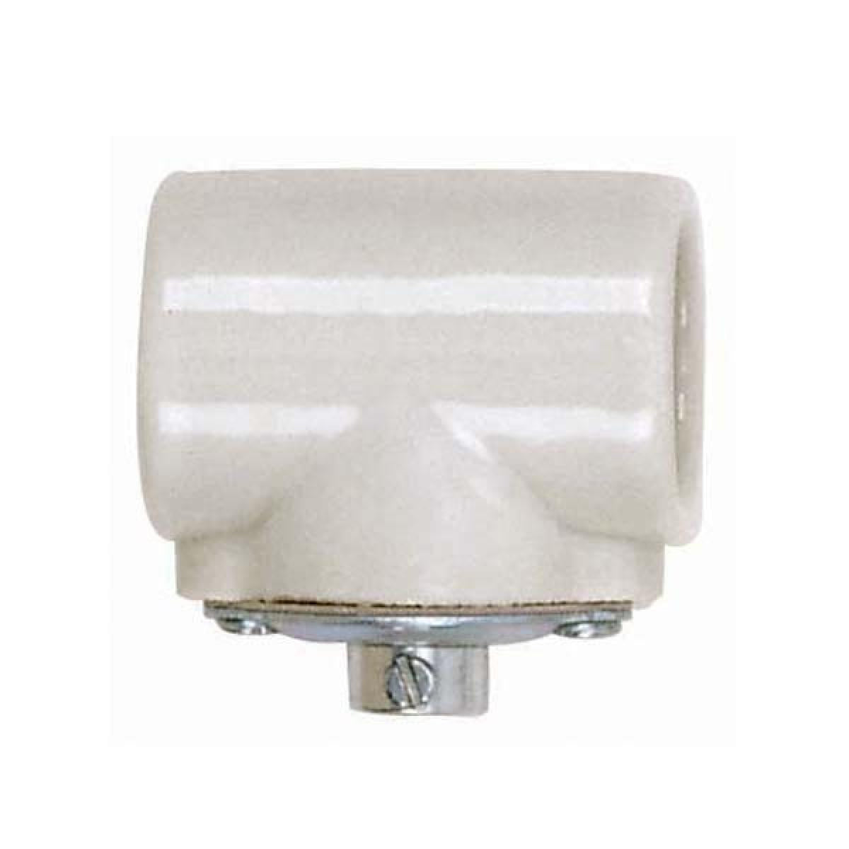 Satco - 80-1225 - Twin Porcelain Socket With Flange Bushing Cap - Glazed White