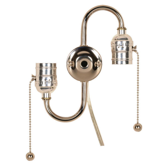Satco - 80-1270 - Twin Pull Chain Brite Gilt With End Ball - Brite Gilt / Nickel