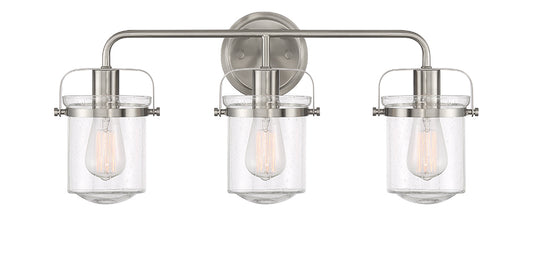 Jaxon Three Light Bath Bar Vanity in Brushed Nickel