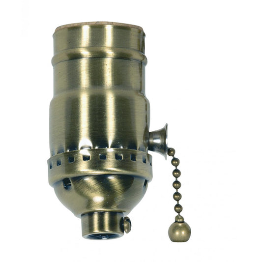 On-Off Pull Chain Socket in Antique Brass