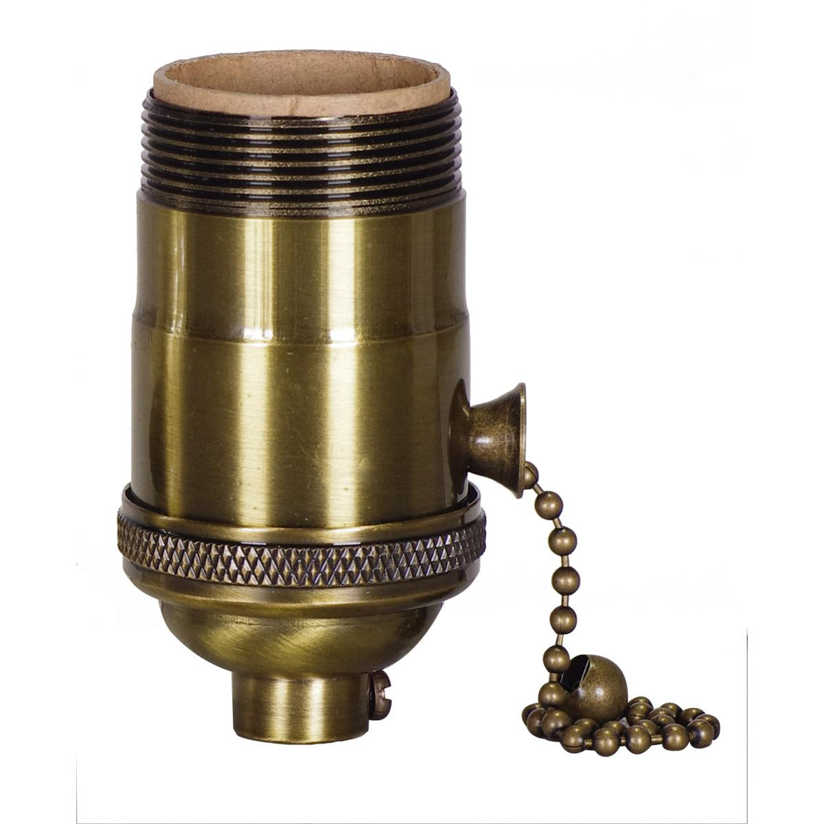 On-Off Pull Chain Socket in Antique Brass