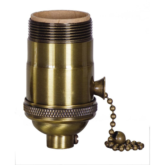 On-Off Pull Chain Socket in Antique Brass