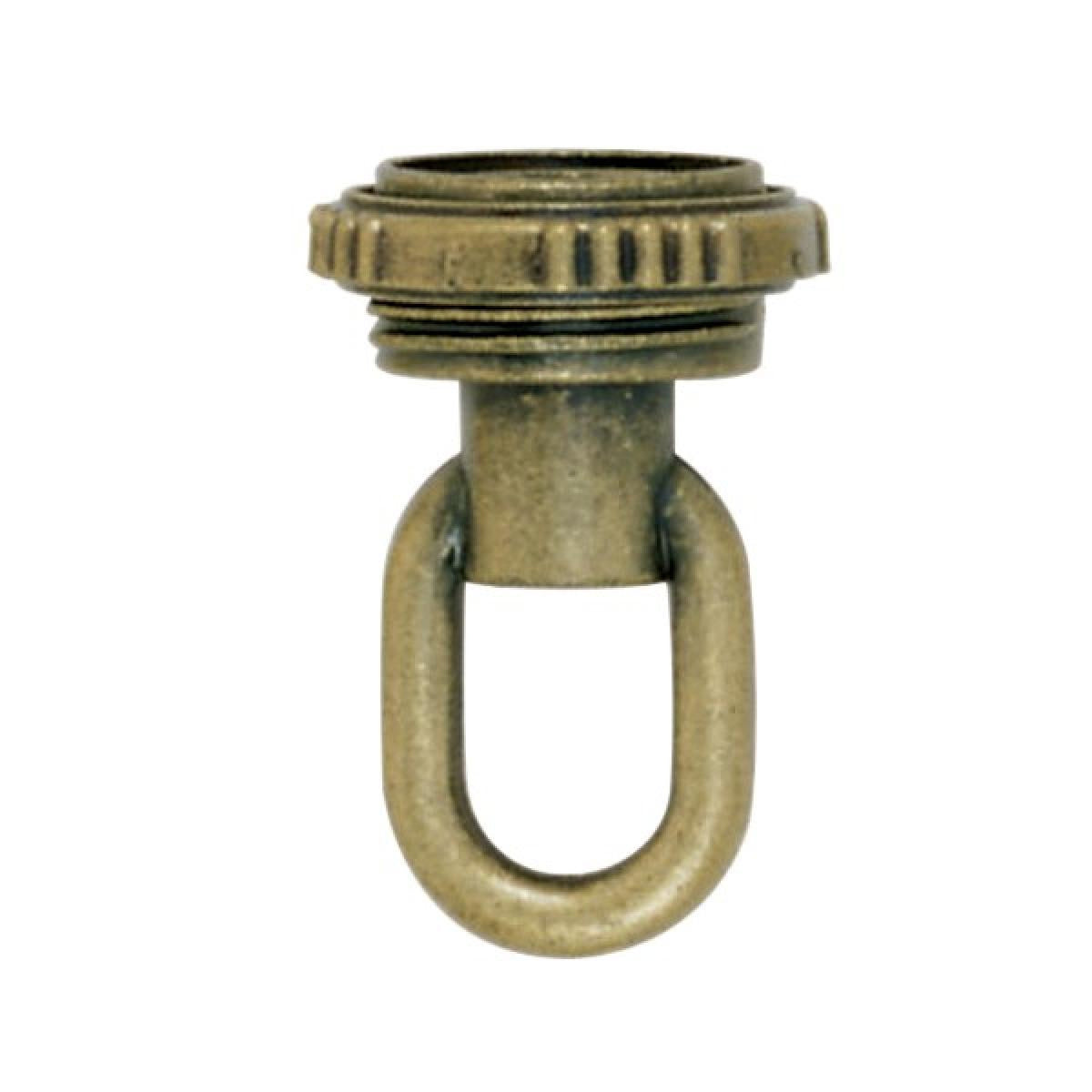 (4-Pack) 1/8 Ip Screw Collar Loop With Ring in Antique Brass