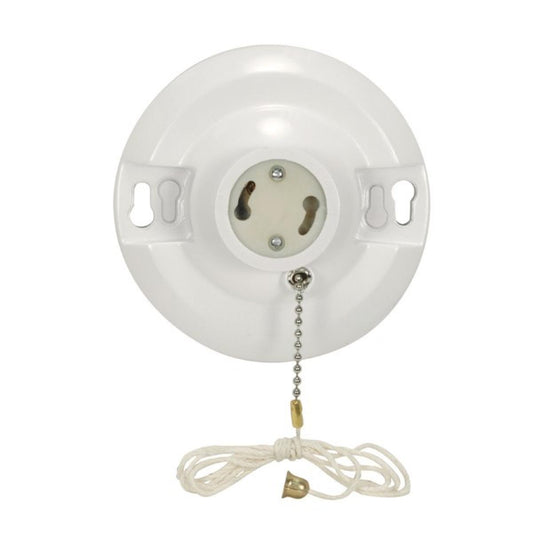 Satco - 90-2468 - Phenolic Gu24 On-Off Pull Chain Ceiling Receptacle - White