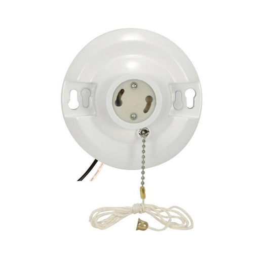 Satco - 90-2470 - On-Off Pull Chain Ceiling Receptacle - Brass