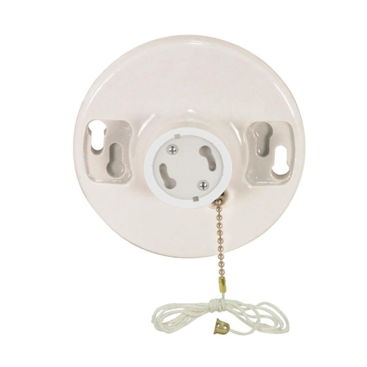 Satco - 90-2581 - Phenolic Gu24 On-Off Pull Chain Ceiling Receptacle - White