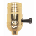 (4-Pack) Satco 90-413 On-Off Turn Knob Socket With Removable Knob, 1/8 IPS, Aluminum, Brite Gilt Finish, 250W, 250V