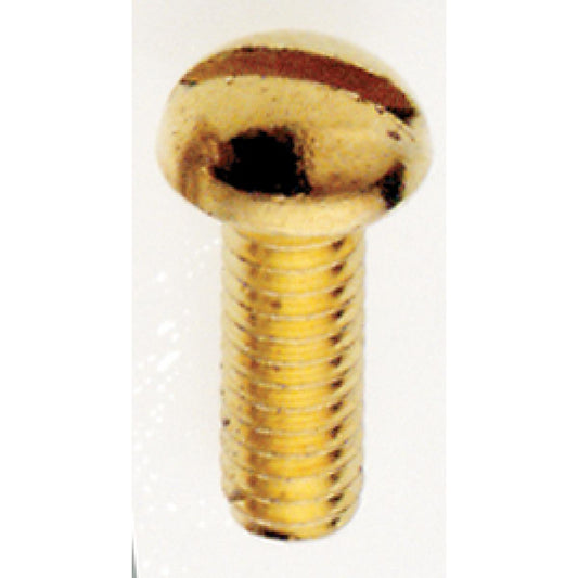 (4-Pack) Round Head Slotted Machine Screw in Brass Plated