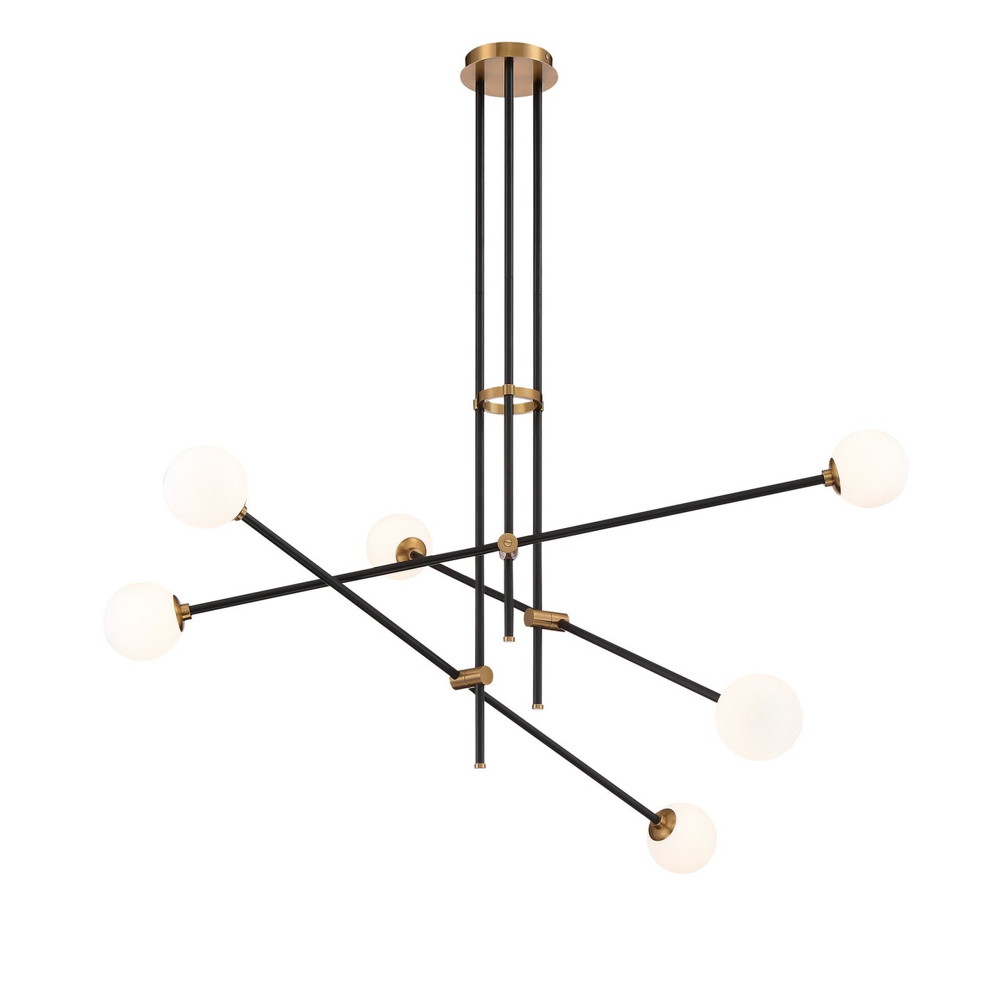 Cosmet Six Light Pendant in Coal And Aged Brass