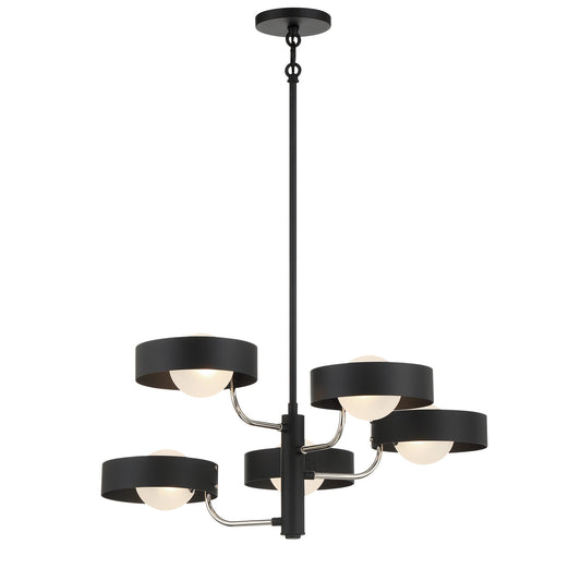 Lift Off Five Light Chandelier in Coal And Polished Nickel