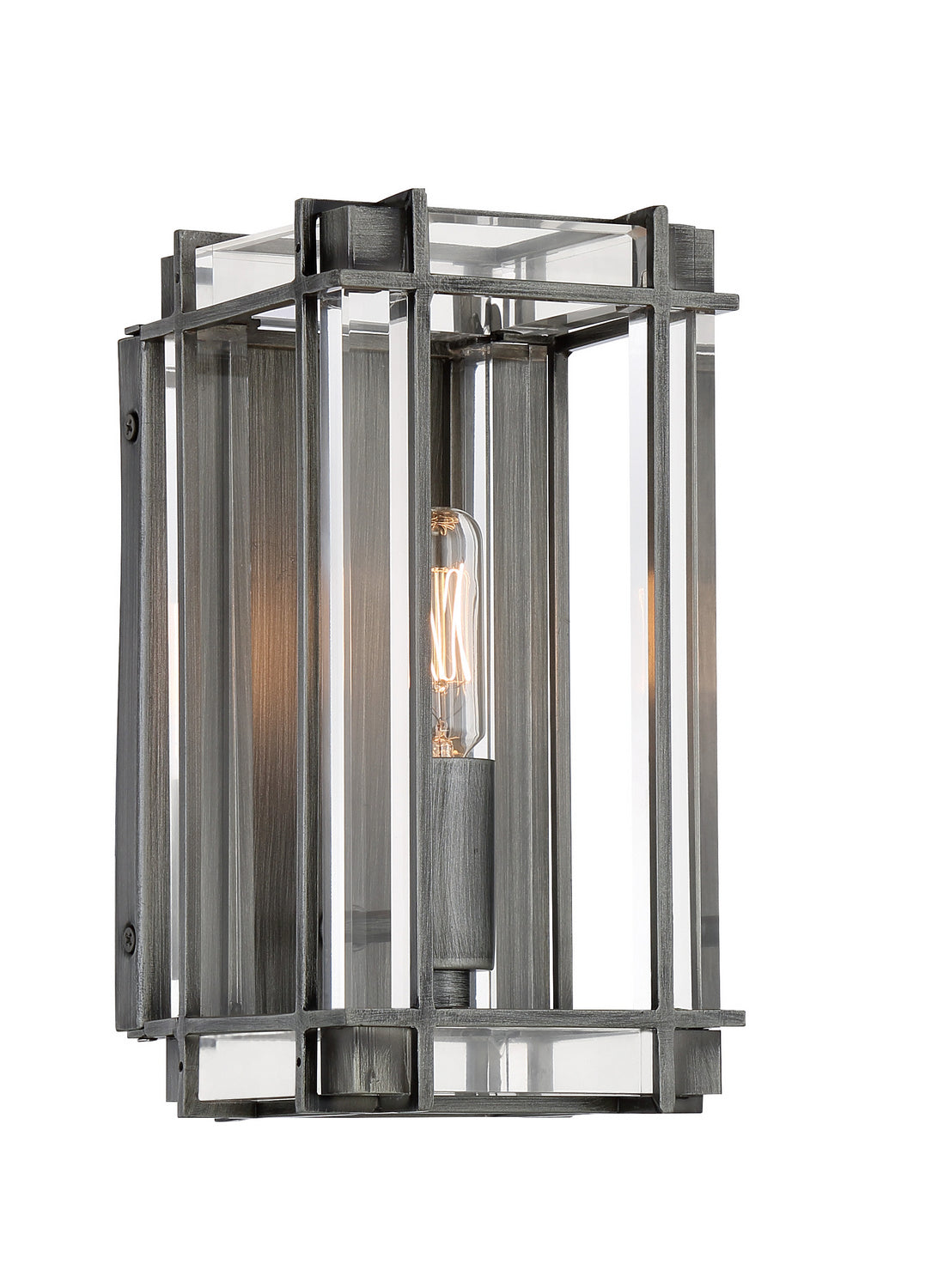 Langen Square One Light Wall Mount in Antique Nickel w/Clear Acrylic