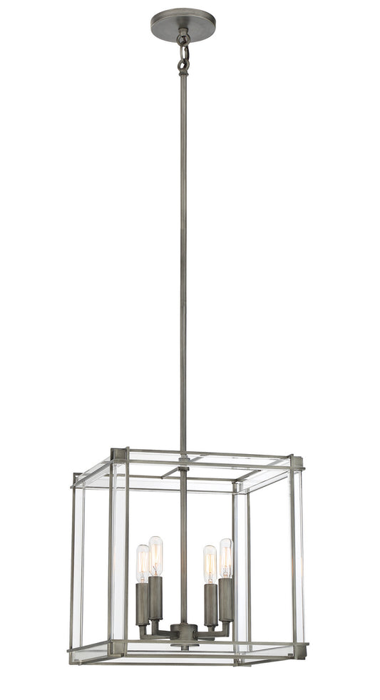 Langen Square Four Light Pendant in Antique Nickel