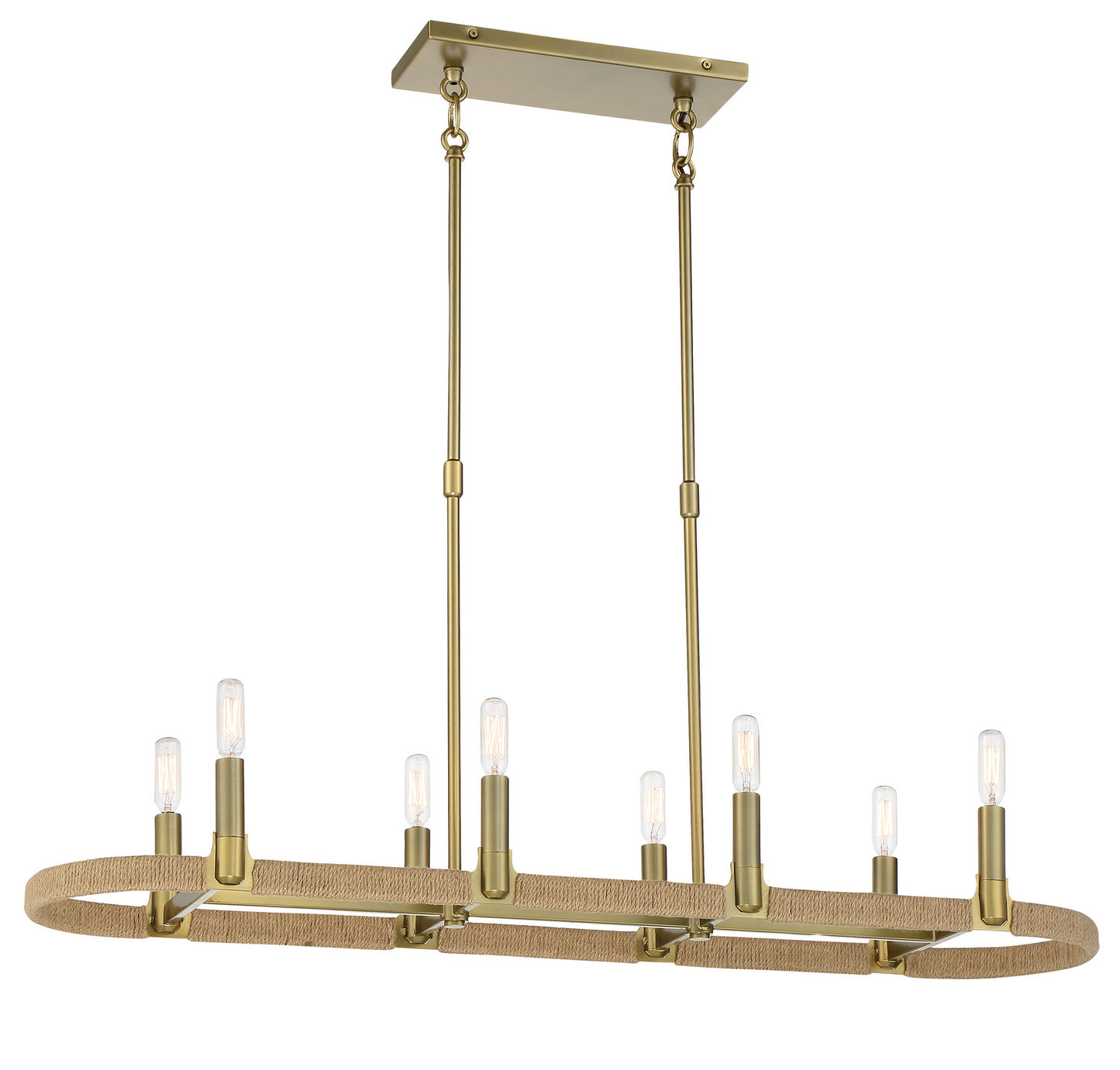 Windward Passage Eight Light Island Pendant in Soft Brass