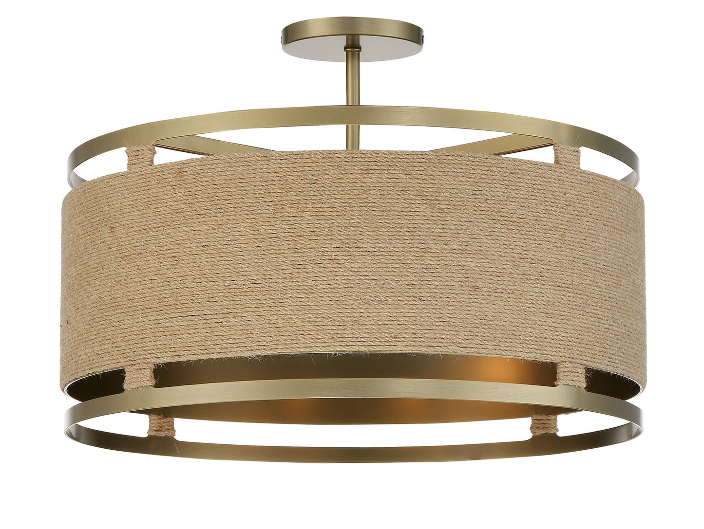 Windward Passage Four Light Semi Flush Mount in Soft Brass