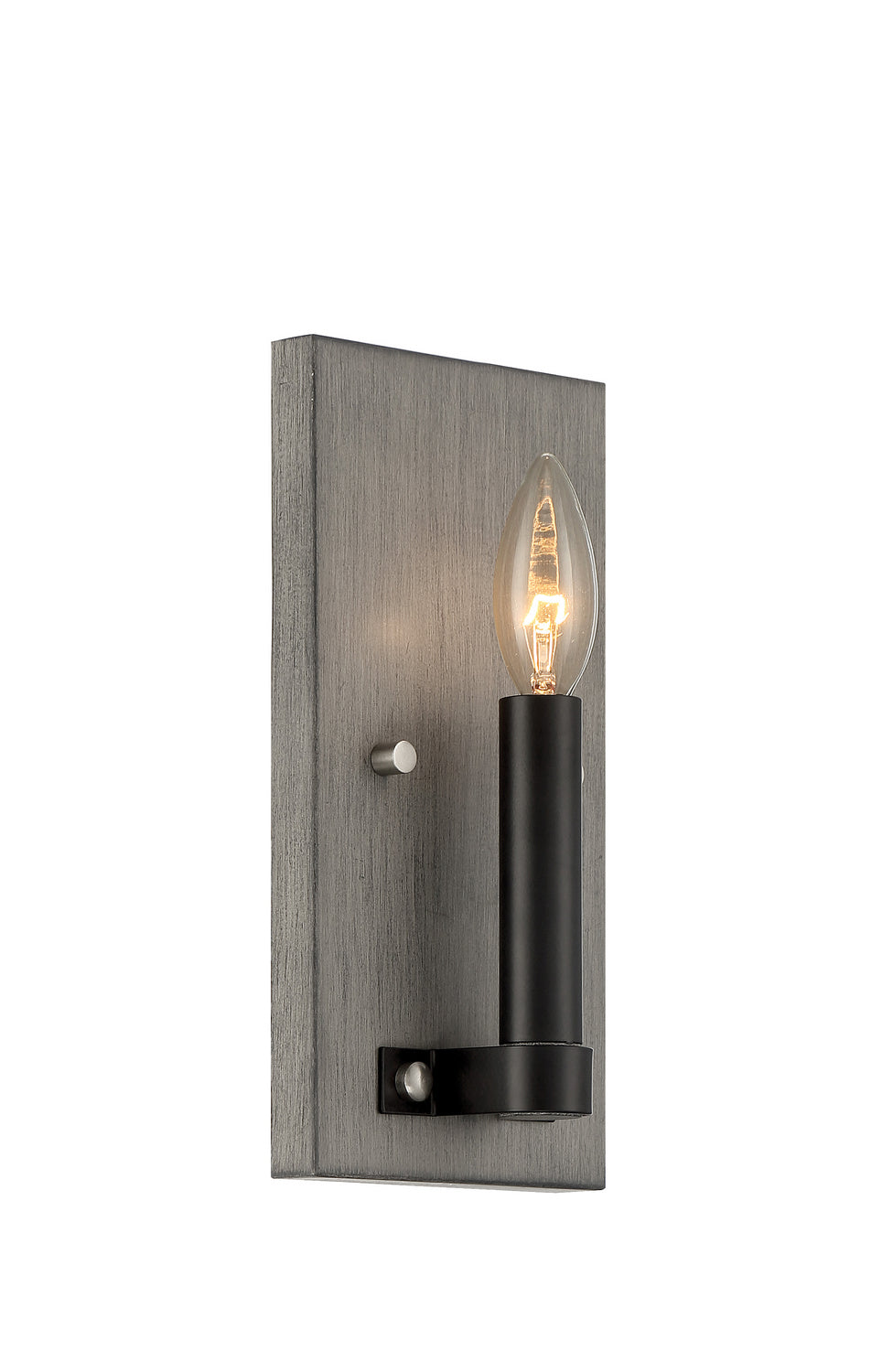 Rawson Ridge One Light Wall Mount in Aged Silverwood And Coal