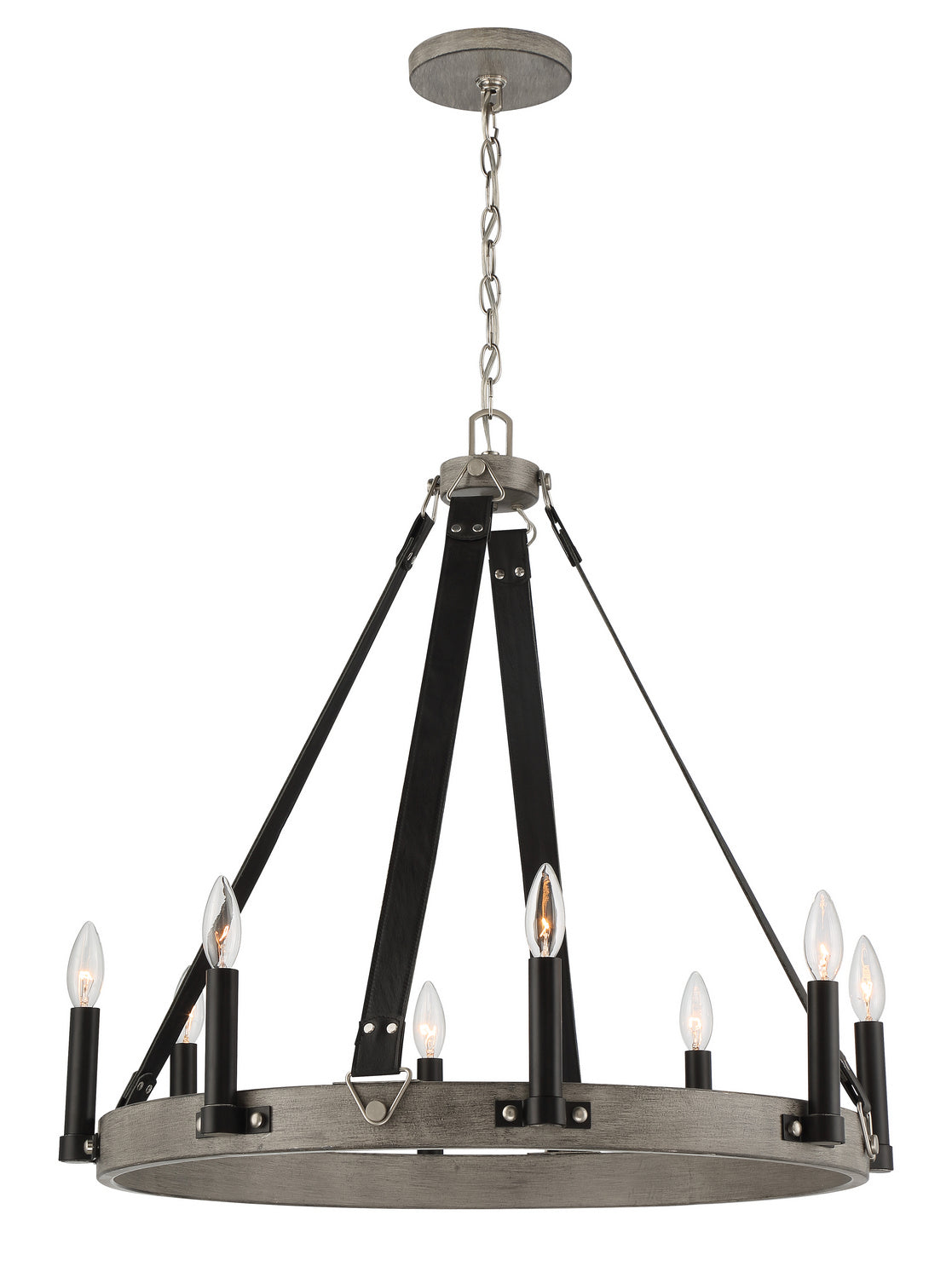 Rawson Ridge Eight Light Chandelier in Aged Silverwood And Coal