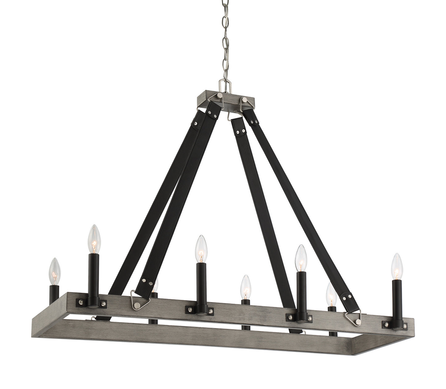 Rawson Ridge Eight Light Island Pendant in Aged Silverwood And Coal