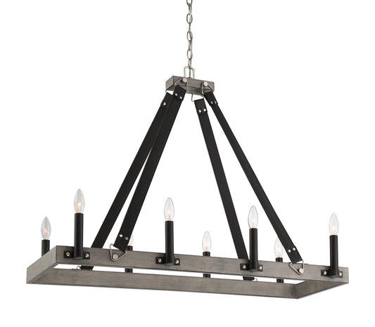 Rawson Ridge Eight Light Island Pendant in Aged Silverwood And Coal