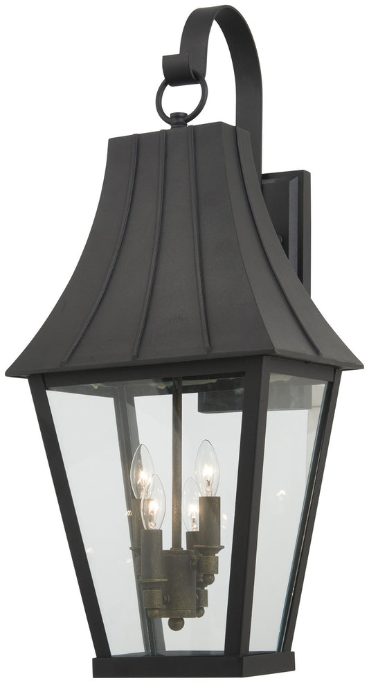 Chateau Grande Four Light Outdoor Wall Mount in Sand Coal w/Gold