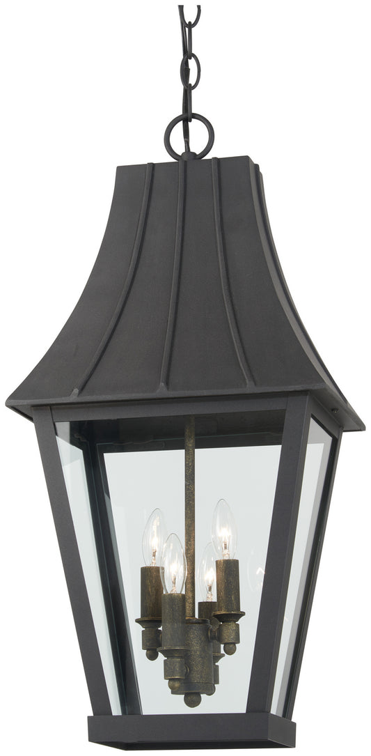 Chateau Grande Four Light Outdoor Hanging Lantern in Sand Coal w/Gold
