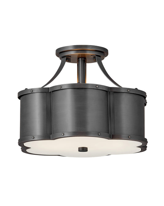 Chance LED Semi-Flush Mount in Blackened Brass
