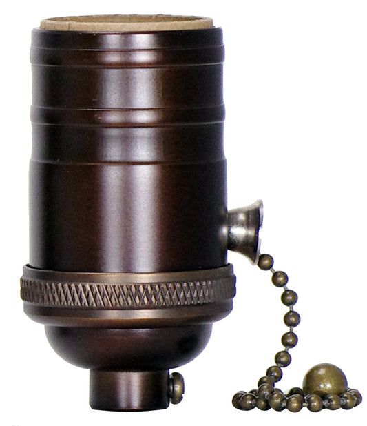 On-Off Pull Chain Socket in Dark Antique Brass