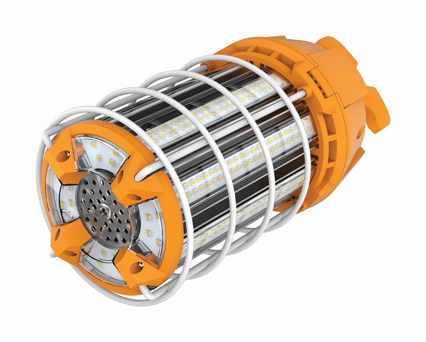 LED Hi-Bay Caged Lamp in Orange / White
