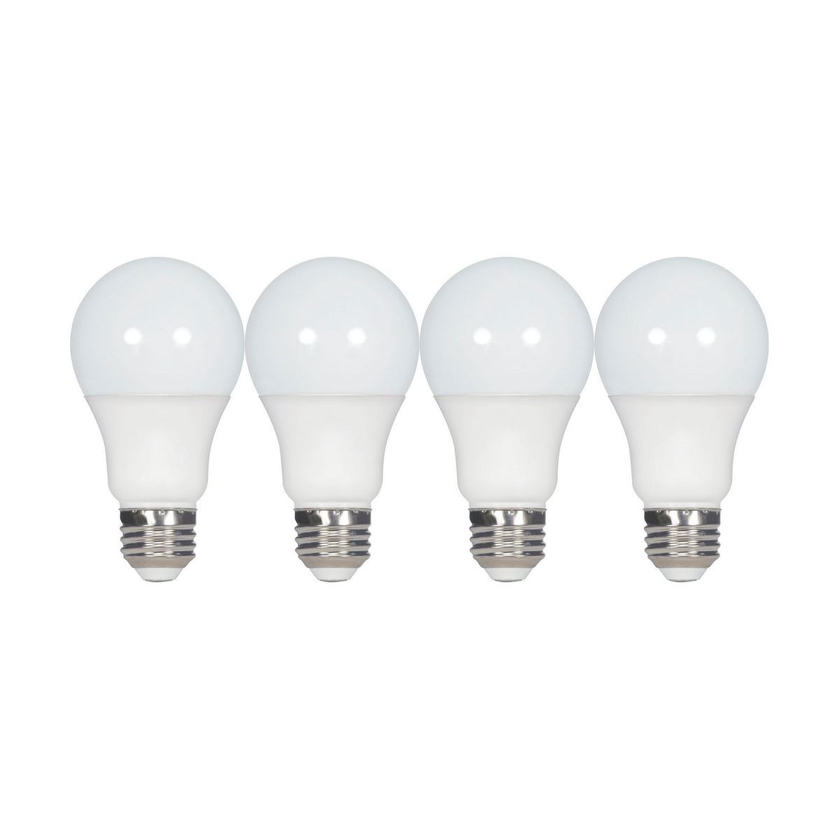 (4-Pack) Satco S39596 9.5W LED A19 A-Shape Bulb, E26 Base, 2700K, 800 Lumens, Frost