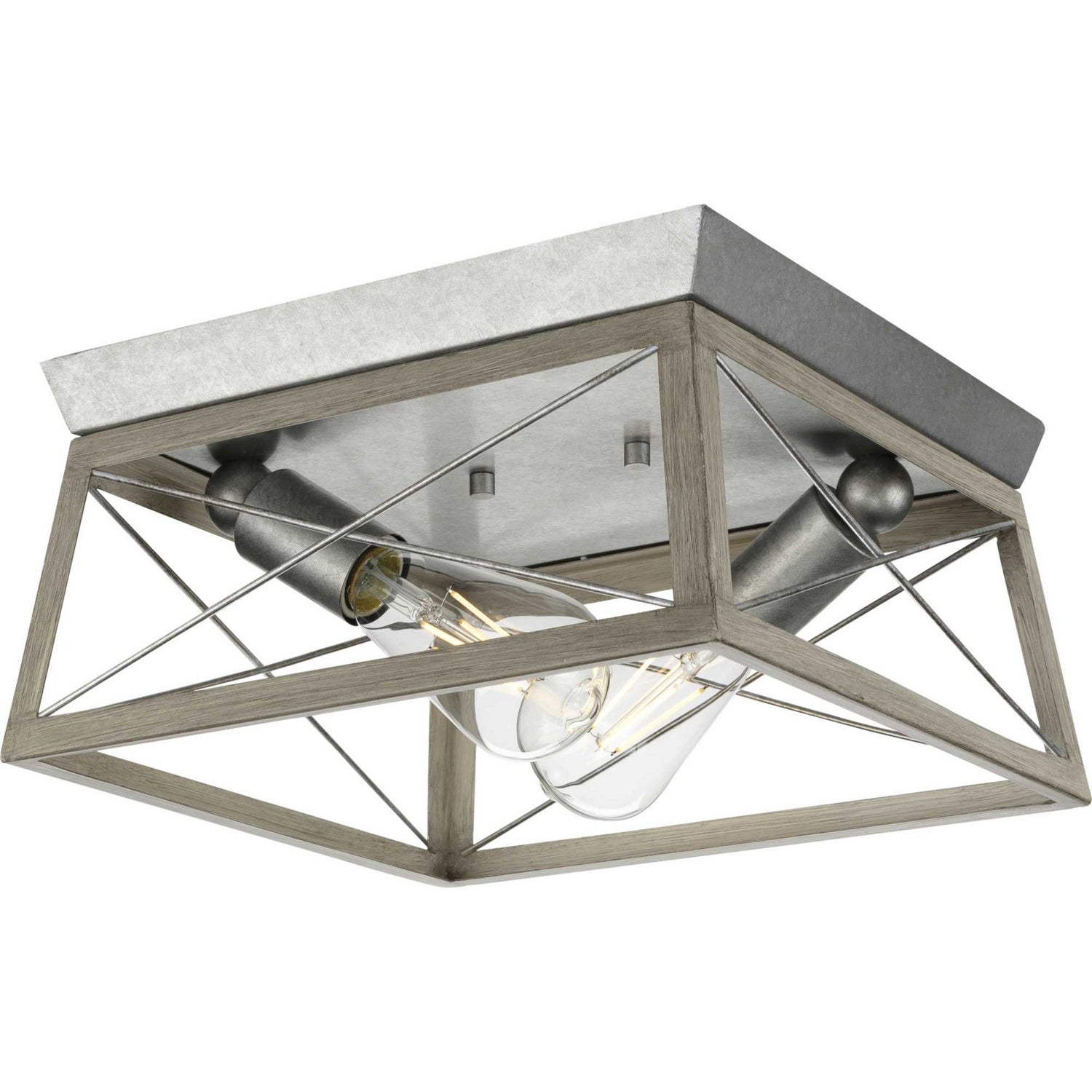 Progress Lighting - P350039-141 - Two Light Flush Mount - Briarwood - Galvanized