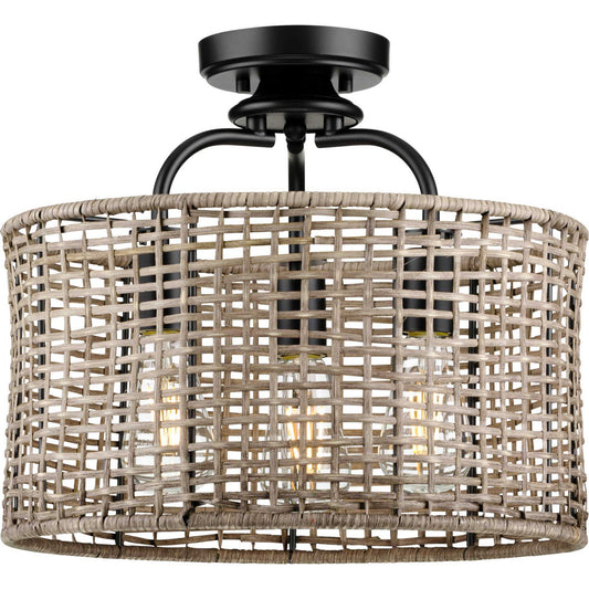 Lavelle Three Light Semi-Flush Conv in Matte Black