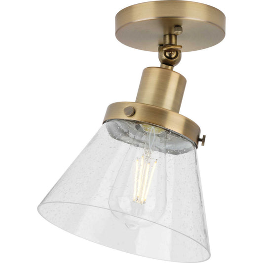 Hinton One Light Flush Mount in Vintage Brass