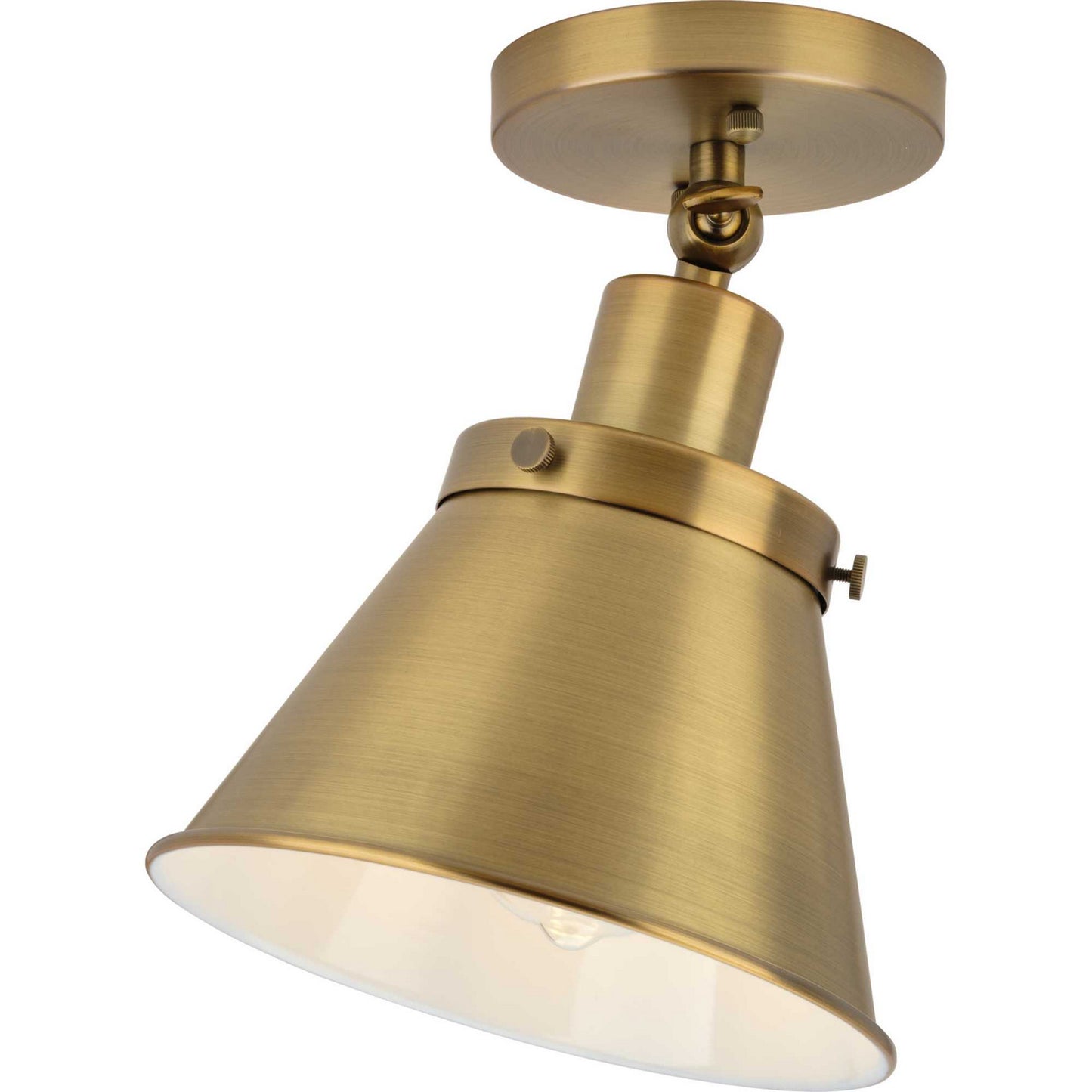 Hinton One Light Flush Mount in Vintage Brass