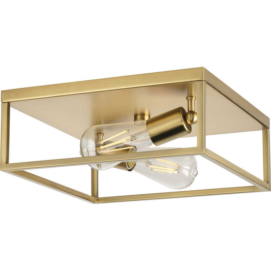 Perimeter Two Light Flush Mount in Satin Brass