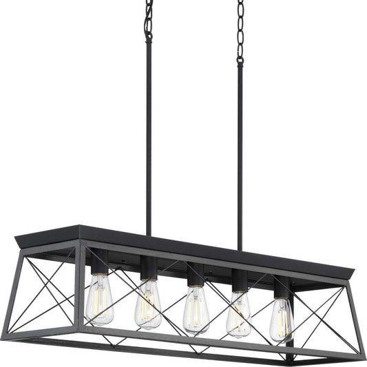 Briarwood Five Light Island Chandelier in Textured Black