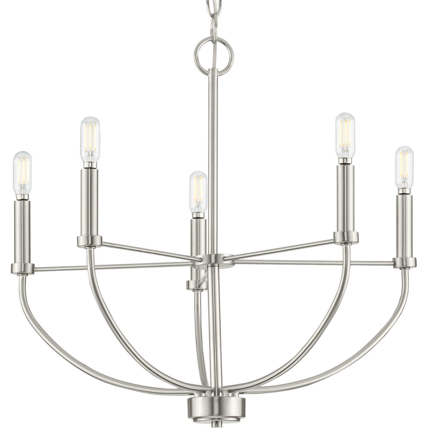 Leyden Five Light Chandelier in Brushed Nickel