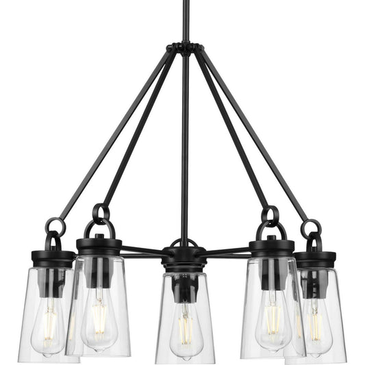 Stockbrace Five Light Chandelier in Matte Black