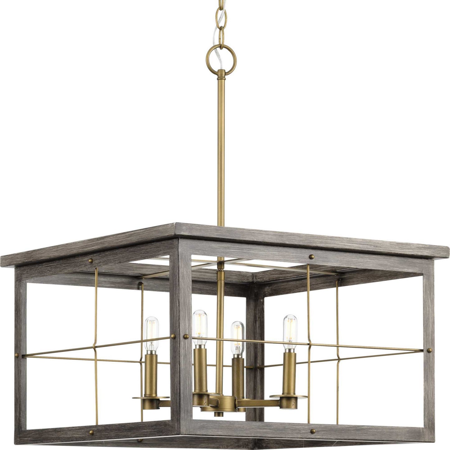 Hedgerow Four Light Chandelier in Distressed Brass