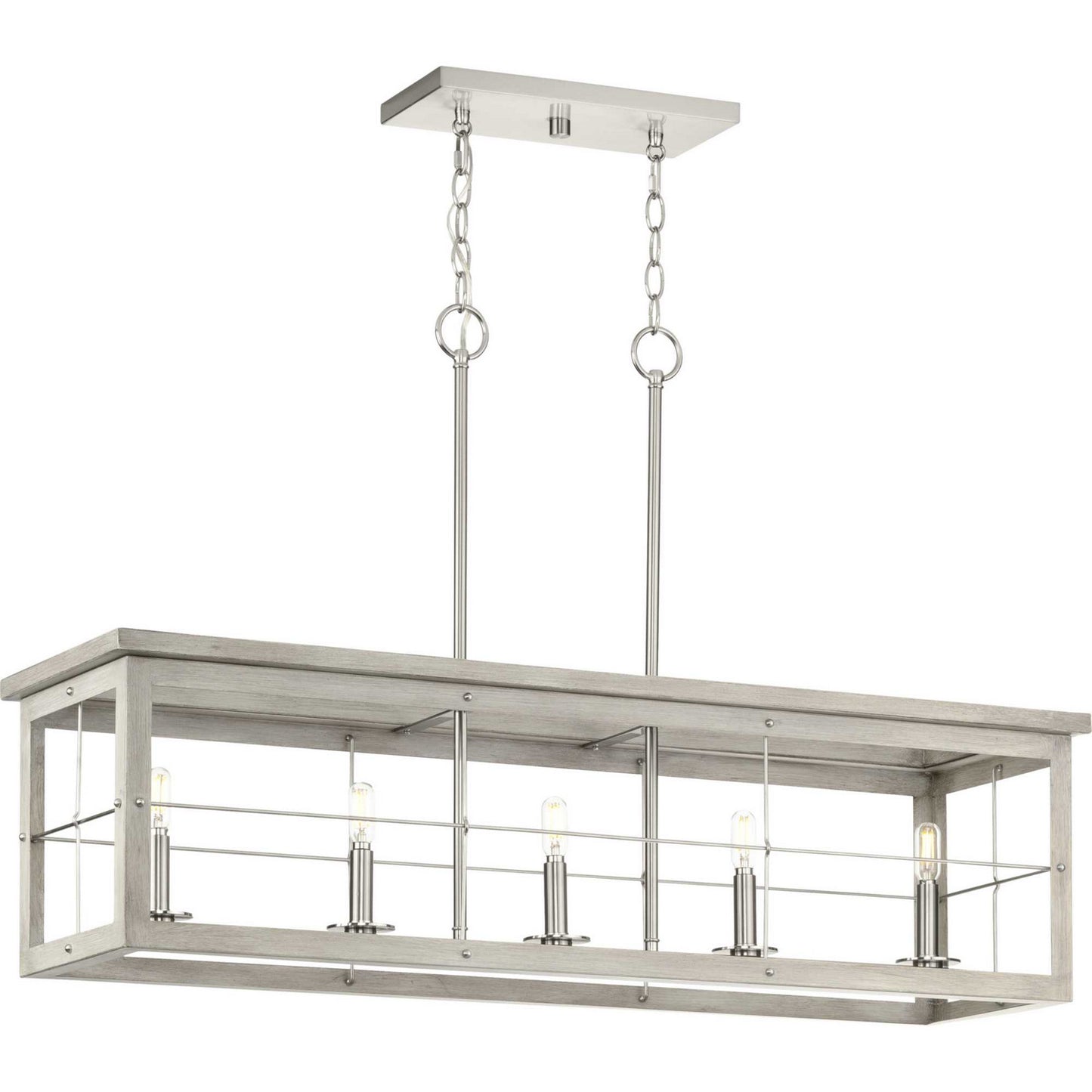 Hedgerow Five Light Island Pendant in Brushed Nickel