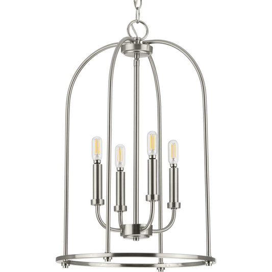 Leyden Four Light Foyer Pendant in Brushed Nickel