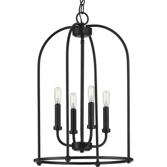 Leyden Four Light Foyer Pendant in Matte Black