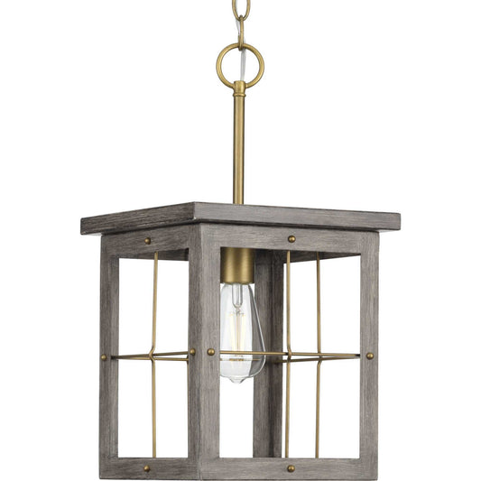 Hedgerow One Light Pendant in Distressed Brass